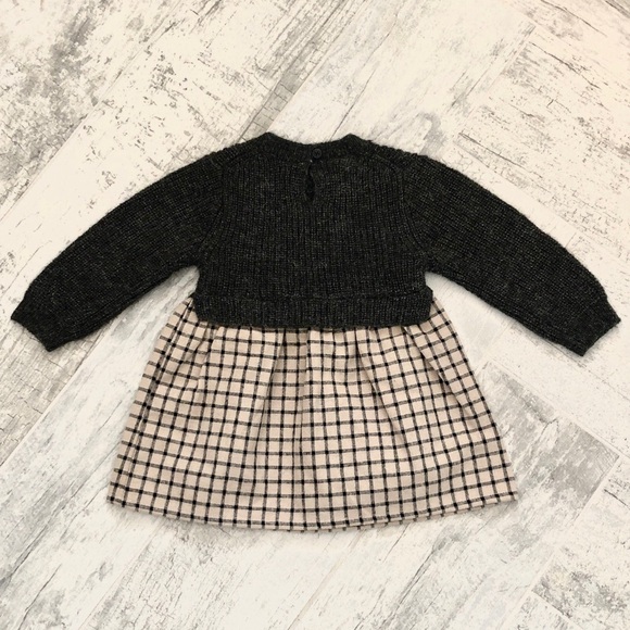 NEW Zara Baby Dress 9-12 Months, Grey and Tan Plaid - Picture 3 of 6